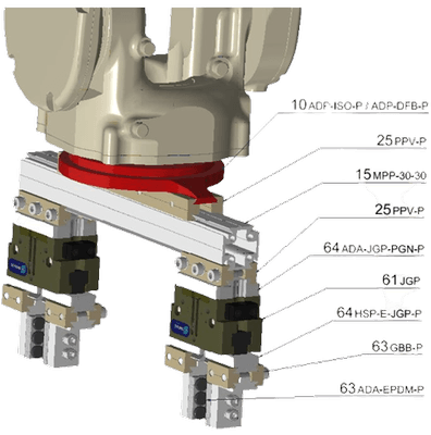 Adapterplatte für igus®  Roboter- Flanschbild und P13 Prisma
