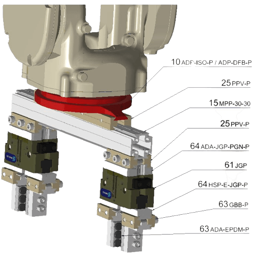 Adapterplatte für igus®  Roboter- Flanschbild und P13 Prisma