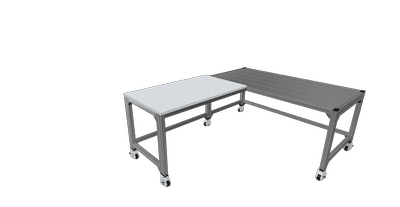 Cobot table with castors | L-shaped
