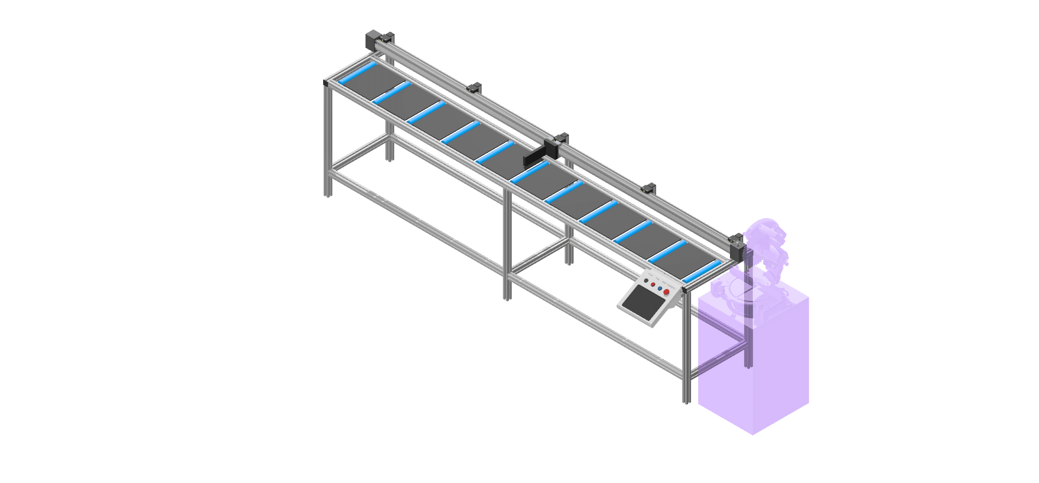 Sawing device made of aluminum profiles for igus single axles